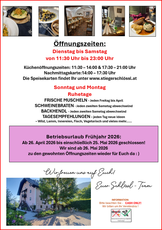 Öffnungszeiten frühjahr 2026